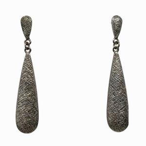 Embellished Gray Textured Dangle Drop Post Earrings 2.5"
